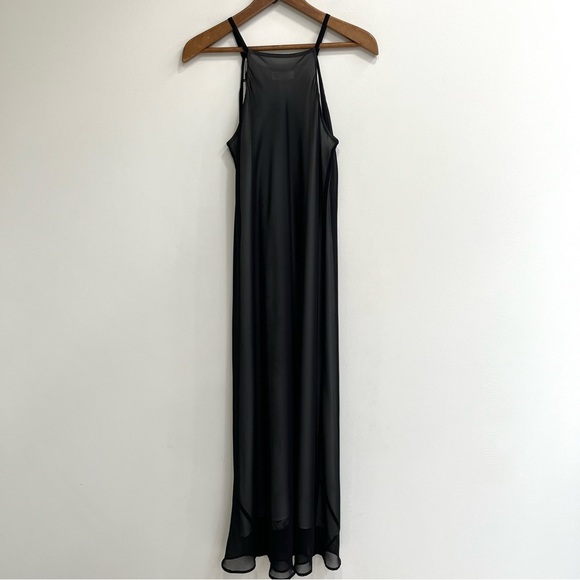 Vintage Y2K Express Sheer Mesh Overlay Black White Floral Maxi Dress Bias Cut - Picture 10 of 10